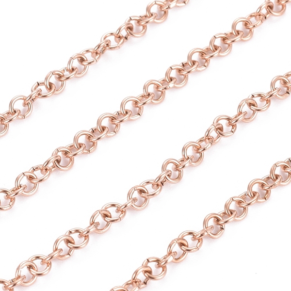 

PandaHall Ion Plating(IP) 304 Stainless Steel Rolo Chains, Belcher Chain, with Spool, Unwelded, Rose Gold, Links: 3.5x0.7mm, about 32.8 Feet...