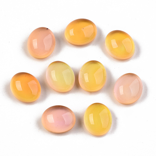 

PandaHall Glass Cabochons, Changing Color Mood Cabochons, Oval, Yellow, 12x10x6.5mm Glass Oval Yellow