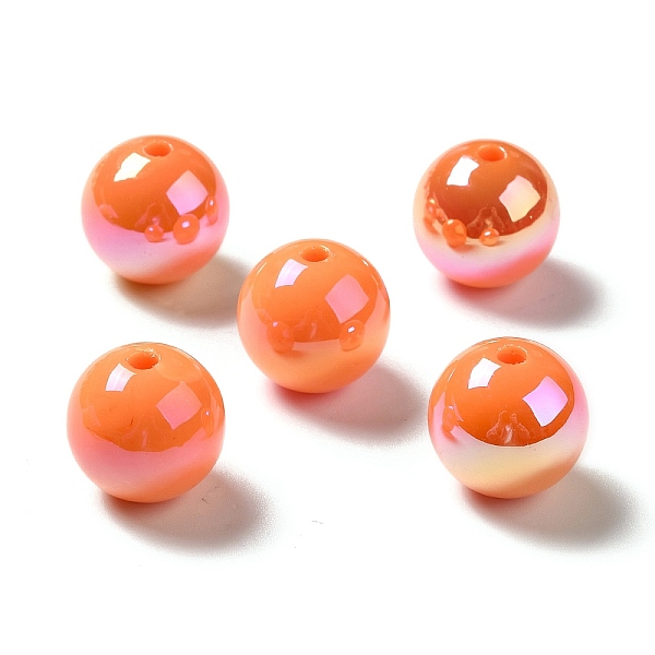 

PandaHall UV Plating Rainbow Iridescent Acrylic Beads, Round, Orange, 15~15.5x15.5~16mm, Hole: 2.7mm Acrylic Round Orange