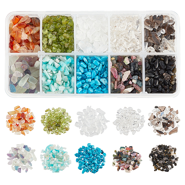 

PandaHall DIY Beads Jewelry Making Finding Kit, Including 240~270G 10 Style Natural Mixed Gemstone Chips Beads, No Hole, 1~15x1~15x0.5~6mm...