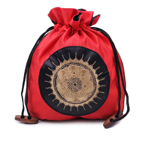 

PandaHall Chinese Style Brocade Good Luck Fortune Drawstring Gift Blessing Bags, Jewelry Storage Pouches for Wedding Party Candy Packaging..., Red