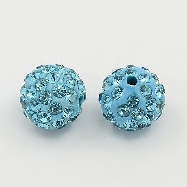 

PandaHall Polymer Clay Rhinestone Beads, Pave Disco Ball Beads, Grade A, Round, PP15, Turquoise, PP15(2.1~2.2mm), 10mm, Hole: 1.8~2mm..., Blue