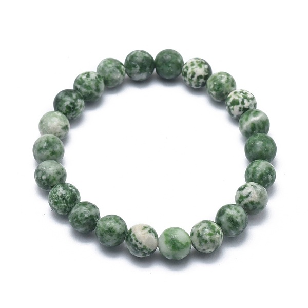 Natürliche Grüne Fleck Jaspis Perlen Stretch Armbänder
