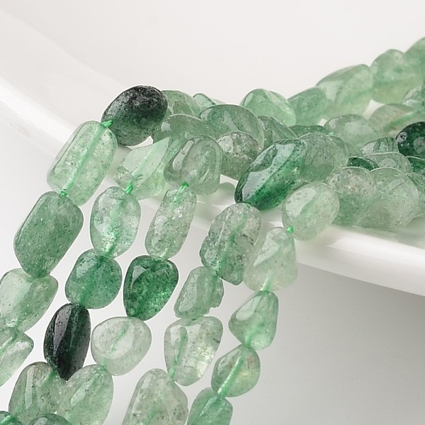 

PandaHall Natural Green Strawberry Quartz Bead Strands, Nuggets, 6~12x5~8x4~6mm, Hole: 1mm, about 15.7 inch Strawberry Quartz Nuggets