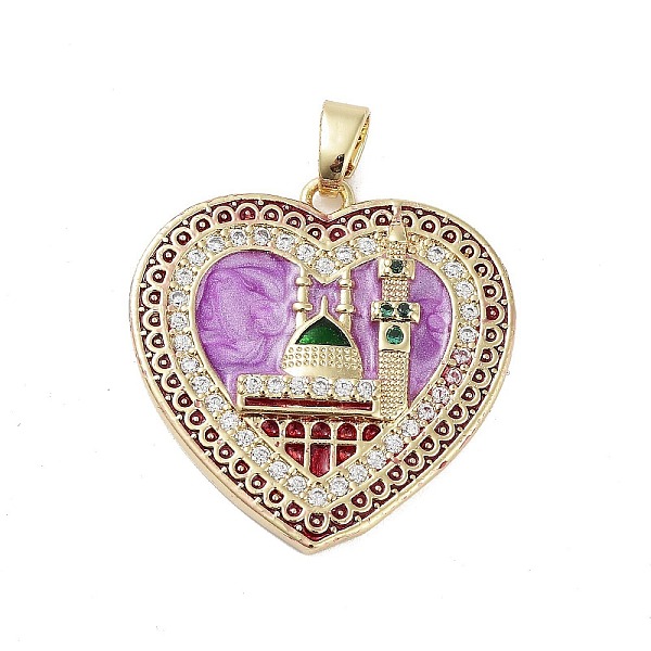 

PandaHall Rack Plating Brass Micro Pave Clear Cubic Zirconia Pendants, with Enamel, Long-Lasting Plated, Lead Free & Cadmium Free, Heart..., Purple