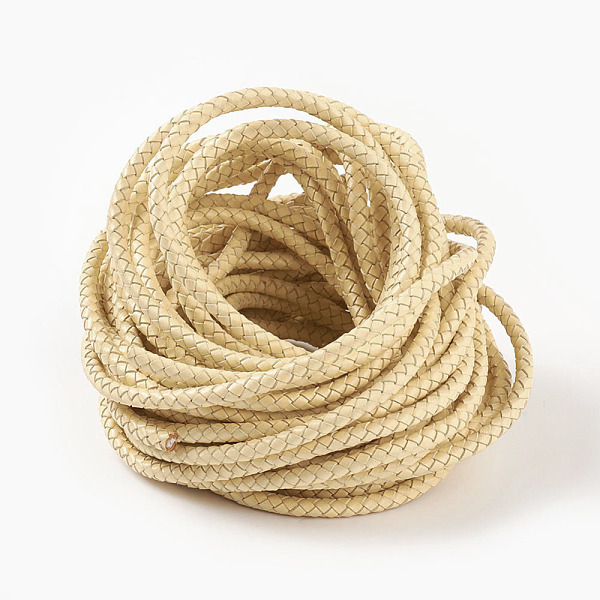 

PandaHall Braided Leather Cord, Leather Jewelry Cord, Jewelry DIY Making Material, Dyed, Round, Light Khaki, 6mm, about 10.93 yards...