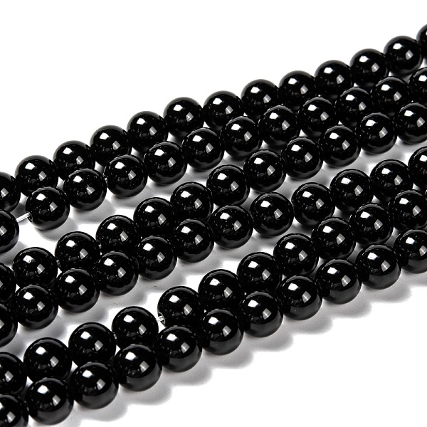 

PandaHall Natural Eyeless Obsidian Beads Strands, Round, 8mm, Hole: 1mm, about 46~49pcs/strand, 14.8~15.3 inch Obsidian Round Black