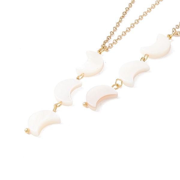 

PandaHall Natural Shell Crescent Moon Pendant Necklace with 304 Stainless Steel Chains for Women, Golden, 17.76~17.91 inch(45.1~45.5cm)..., White