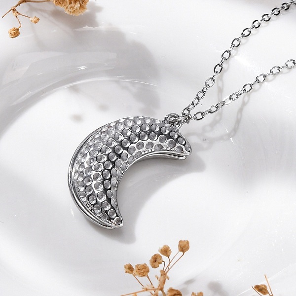 304 Stainless Steel Openable Moon Pendant Cable Chain Necklaces for Women