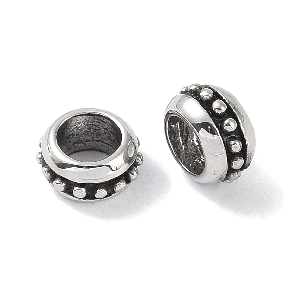 

PandaHall 316 Surgical Stainless Steel European Beads, Large Hole Beads, Rondelle, Antique Silver, 9x5mm, Hole: 5mm 316 Surgical Stainless...
