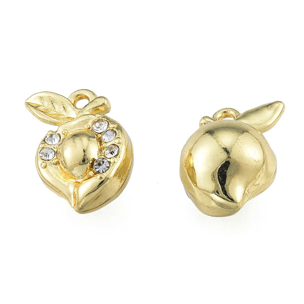 

PandaHall Rack Plating Alloy Charms, with Crystal Rhinestone, Cadmium Free & Nickel Free & Lead Free, Pomegranate, Light Gold, 14.5x10x8mm..., Clear