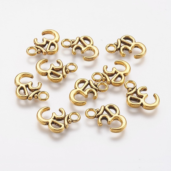 

PandaHall Alloy Pendants, Cadmium Free & Nickel Free & Lead Free, Aum/Om Symbol, Antique Golden, 15.5x10.5x2mm, Hole: 2.5mm Alloy Others