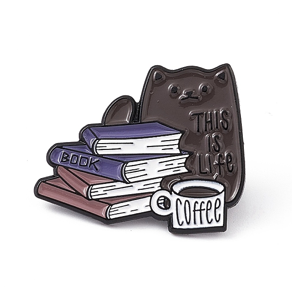

PandaHall This Is Life Book Coffee Enamel Pin, Electrophoresis Black Alloy Brooch for Cat Person, Coffee Pattern, 25x31x2mm, Pin: 1.3mm...