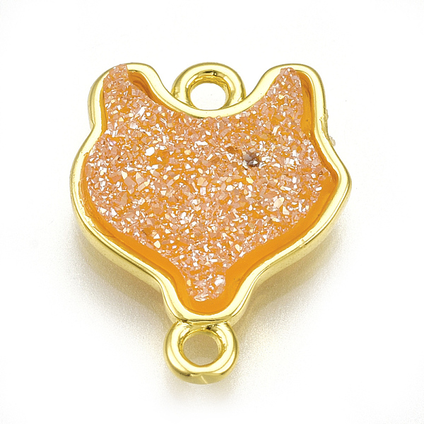 

PandaHall Electroplate Druzy Resin Links connectors, with Brass Findings, Fox, Golden, Orange, 17.5x14x3mm, Hole: 1.5mm Brass+Resin Fox...