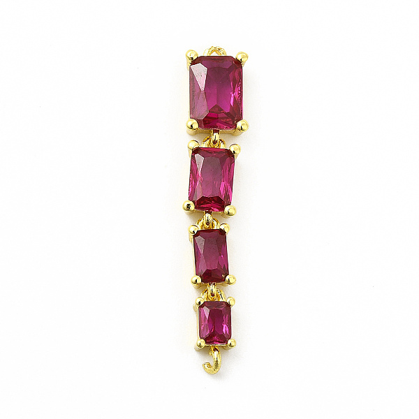 

PandaHall Brass Pave Cubic Zirconia Connector Charms, Cadmium Free & Lead Fre, Four Rectangle Links, Deep Pink, 31x6x3.5mm, Hole: 0.9mm...