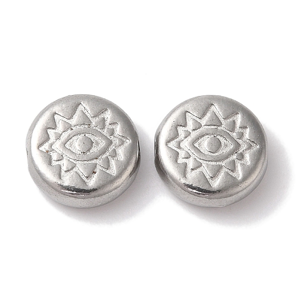 

PandaHall 304 Stainless Steel Beads, Flat Round with Eye, Stainless Steel Color, 8x3mm, Hole: 1mm 304 Stainless Steel Flat Round