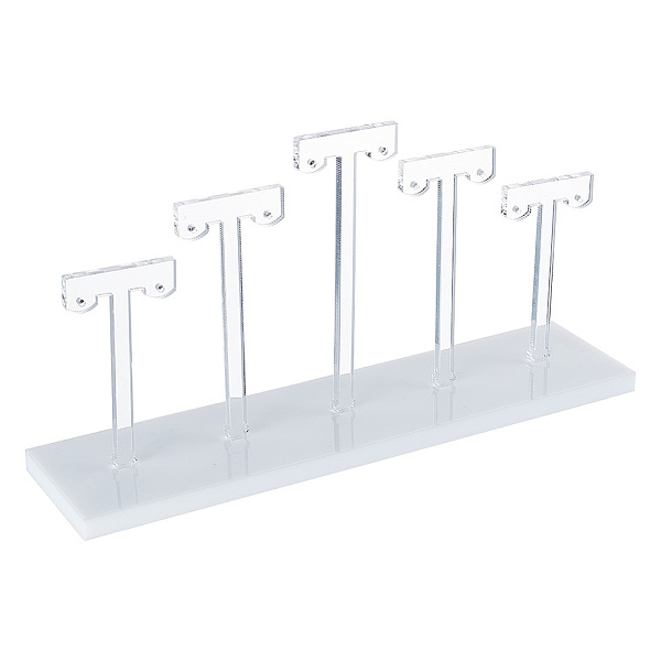 

PandaHall 5 T-Bar Transparent Acrylic Earring Display Stand, Earring Display Riser Holds up to 5 Pairs Earring, with White Base, Clear...