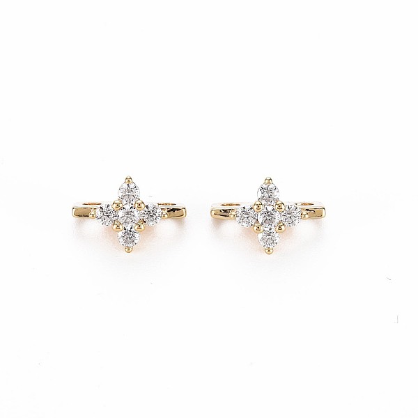 Brass Micro Pave Clear Cubic Zirconia Connector Charms