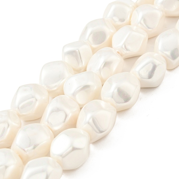 

PandaHall Electroplated Shell Pearl Beads Strands, Textured, Nuggets, PapayaWhip, 20~21.5x17~17.5x16~16.5mm, Hole: 1mm, about 19pcs/strand..., Orange
