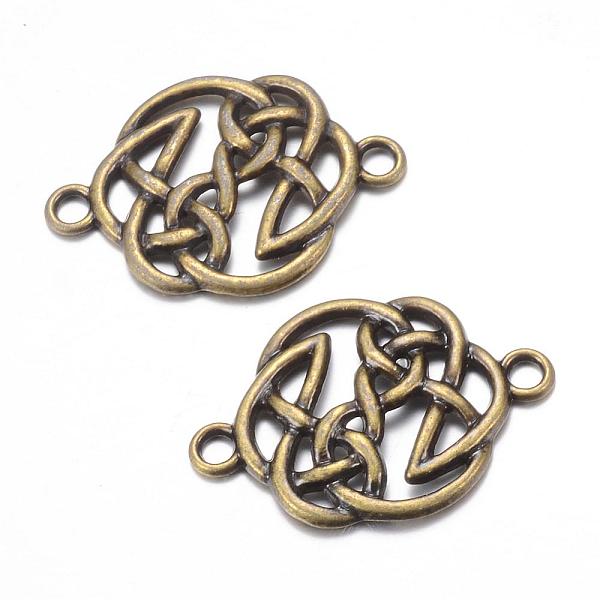 

PandaHall Tibetan Style Alloy Links connectors, Flat Round Knot, Cadmium Free & Nickel Free & Lead Free, Antique Bronze, 29x20x2mm, Hole...