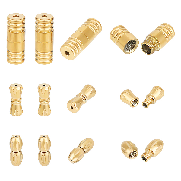 

PandaHall Unicraftale 12Pcs 3 Styles 304 Stainless Steel Screw Clasps Sets, Column & Oval, Golden, 12x5mm, Hole: 0.7mm, 4pcs/style 304...