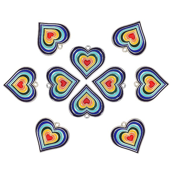 

PandaHall 10Pcs 2 Colors Alloy Enamel Pendants, Rainbow Color Heart, Cadmium Free & Lead Free, Mixed Color, 29x28mm, 5pcs/color Alloy+Enamel...