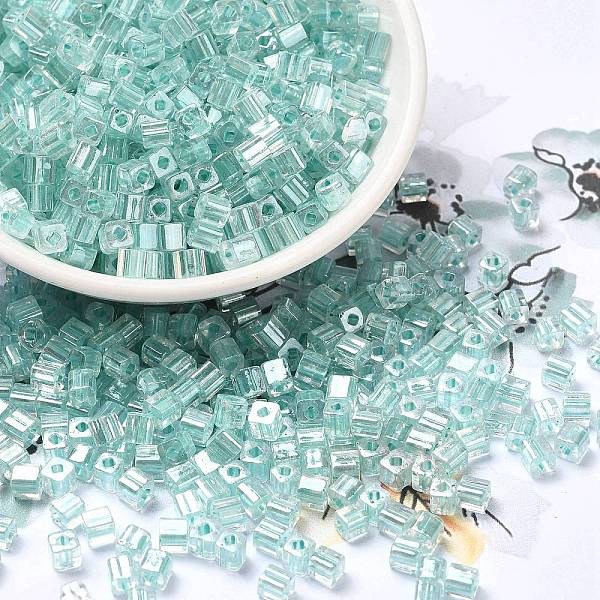 

PandaHall Glass Seed Beads, Transparent Lustered Glass, Square Hole, Square, Medium Turquoise, 4x4x4mm, Hole: 1.2mm, 5000pcs/pound Glass...