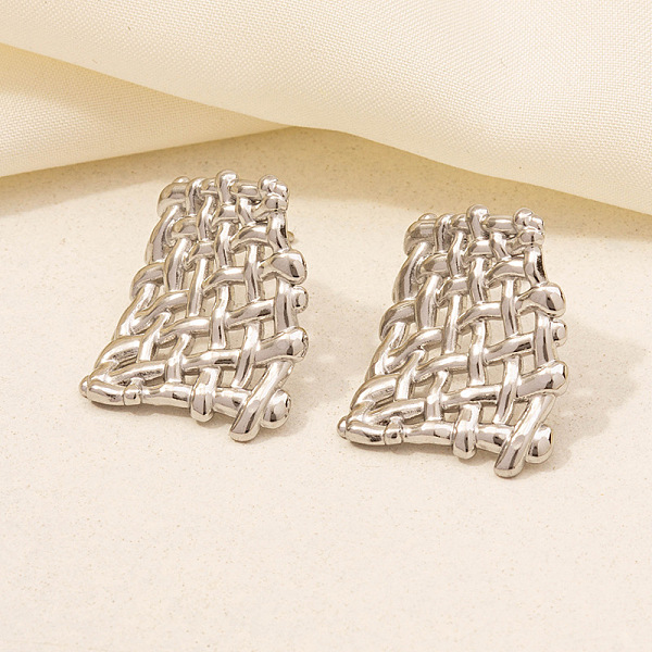 

PandaHall Stylish Irregular Stainless Steel Web Stud Earrings for Women, Stainless Steel Color Stainless Steel