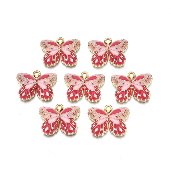 

PandaHall Alloy Enamel Pendants, Cadmium Free & Nickel Free & Lead Free, Light Gold, Butterfly, Cerise, 18x22x2.5mm, Hole: 1.6mm..., Red