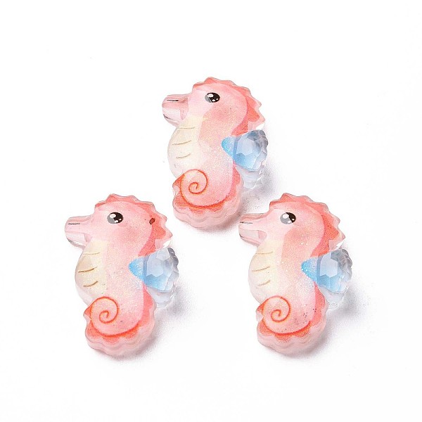 

PandaHall Transparent Epoxy Resin Cabochons, with Glitter Powder, Sea Horse, Salmon, 24x15x7mm Epoxy Resin Sea Horse Red