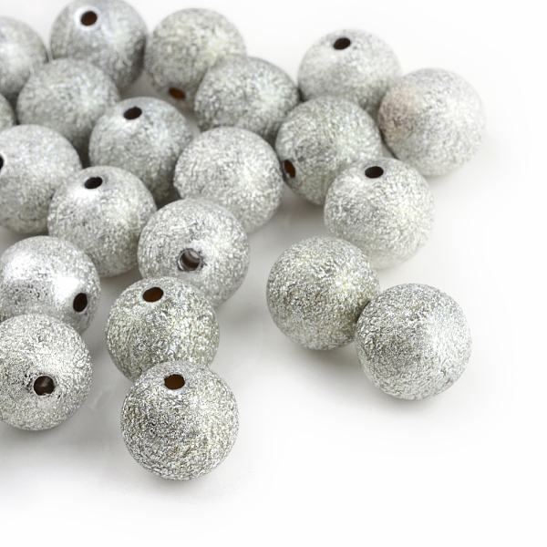 

PandaHall Spray Painted Acrylic Beads, Matte Style, Round, Silver, 8mm, Hole: 2mm Acrylic Round Silver