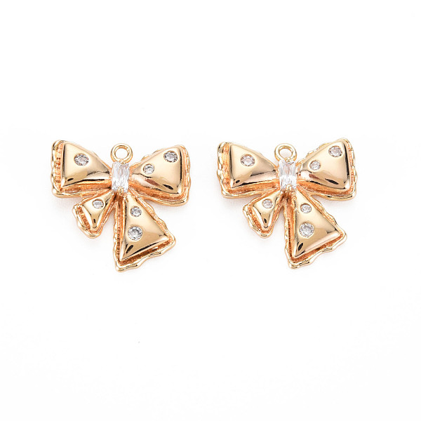 

PandaHall Brass Micro Pave Cubic Zirconia Pendants, Real 18K Gold Plated, Nickel Free, Bowknot, Clear, 17x18x3.5mm, Hole: 1.2mm Brass+Cubic...