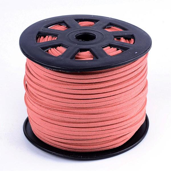 

PandaHall Faux Suede Cords, Faux Suede Lace, Pale Violet Red, 1/8 inch(3mm)x1.5mm, about 100yards/roll(91.44m/roll), 300 feet/roll Faux..., Pink