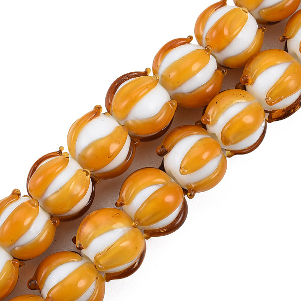 

PandaHall Handmade Lampwork Beads Strands, Flower, Goldenrod, 12x12~12.5x10mm, Hole: 1.2~1.6mm, about 45pcs/strand, 16.93 inch~17.32 inch..., Gold