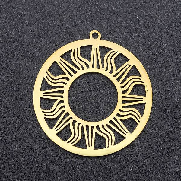 

PandaHall 201 Stainless Steel Solar Eclipse Pendants, Laser Cut, Ring with Sun, Golden, 33x30.5x1mm, Hole: 1.6mm 201 Stainless Steel Sun