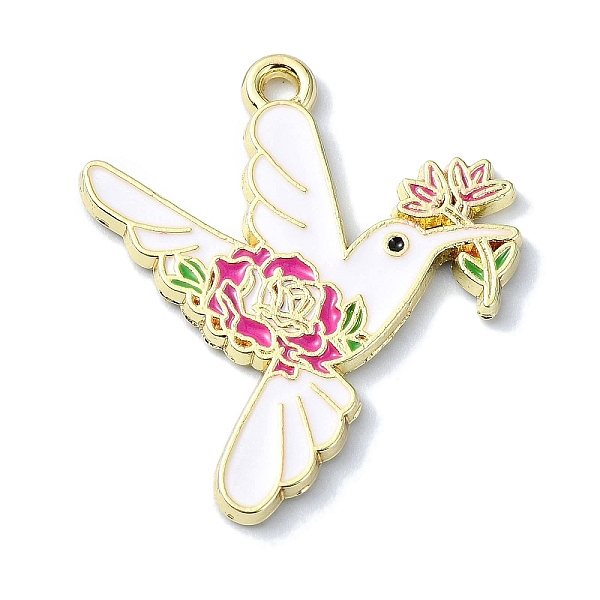 

PandaHall Alloy Enamel Pendants, Flower Charm, Golden, Bird, 31.5x28x2mm, Hole: 2mm Alloy+Enamel Bird