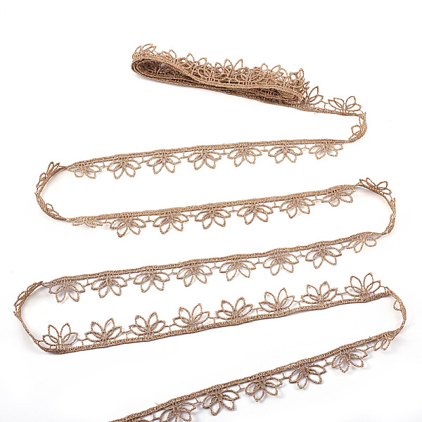 

PandaHall Metallic Ribbon, Trim Decorative Belt Centipede Braided Lace Ribbon Skirt Collar Sleeve Side, Flower Pattern, Camel, 3/4 inch..., Brown