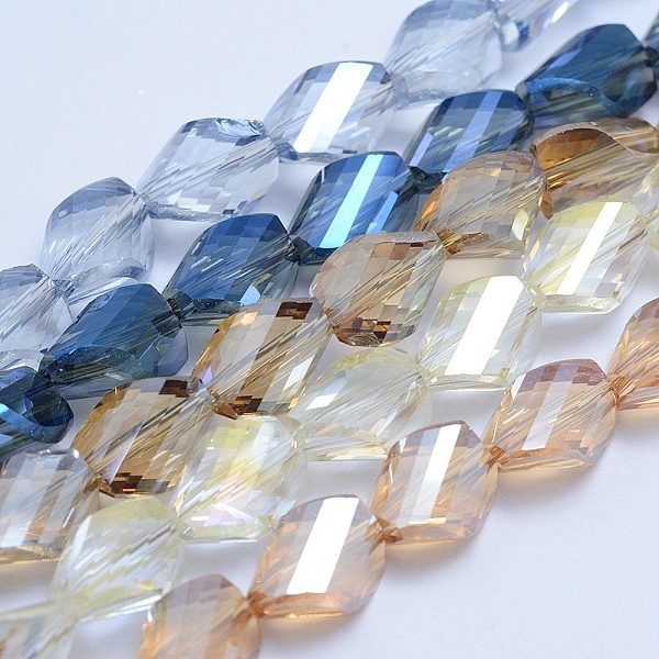 

PandaHall Electroplate Glass Beads Strands, Faceted, Twisted Bead, Mixed Color, 10x8x5mm, Hole: 1.2mm, about 50pcs/strand, 19.6 inch(50cm)..., Multicolor