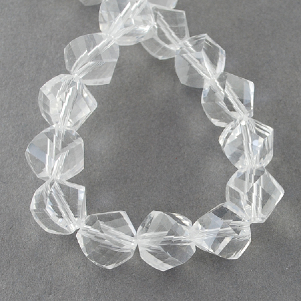 

PandaHall Glass Bead Strands, Faceted, Twist, Clear, 6x6x6mm, Hole: 1mm Glass Twist Clear