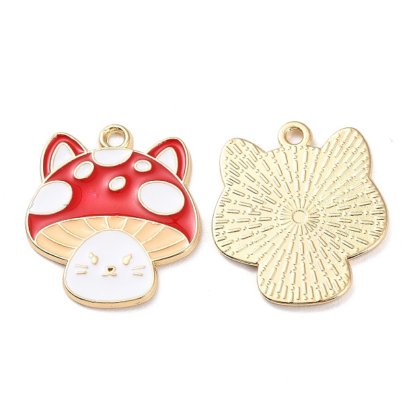 

PandaHall Rack Plating Alloy Enamel Pendants, Cadmium Free & Lead Free & Nickel Free, Golden, Mushroom Charm, Red, 25x22x1mm, Hole: 1.8mm...