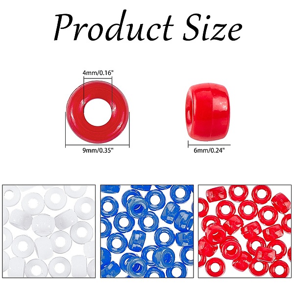 

PandaHall Opaque Acrylic European Beads, Barrel, Mixed Color, 9x6mm, Hole: 4mm, 3colors, about 60pcs/color, 180pcs/set Acrylic Barrel..., Multicolor