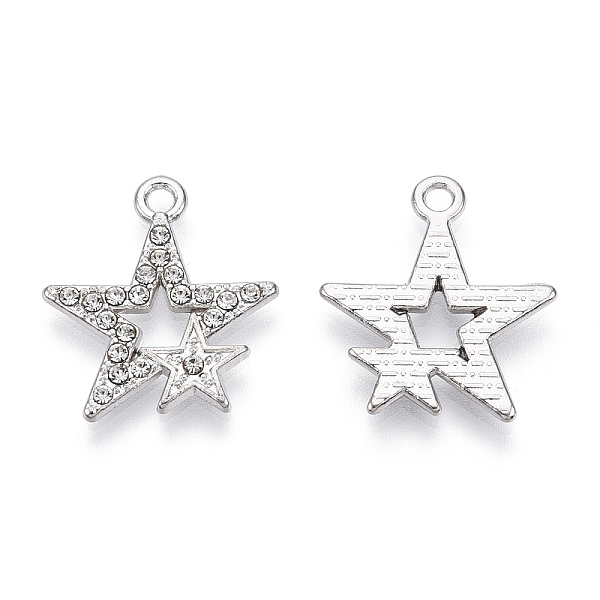 

PandaHall Alloy Pendants, with Crystal Rhinestone, Cadmium Free & Lead Free, Star, Platinum, 20.5x18x2mm, Hole: 1.8mm Alloy+Rhinestone Star..., Clear