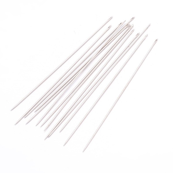 

PandaHall Steel Beading Needles, Platinum, 70.5~75x0.7mm, approx 25~30pcs/bag Stainless Steel