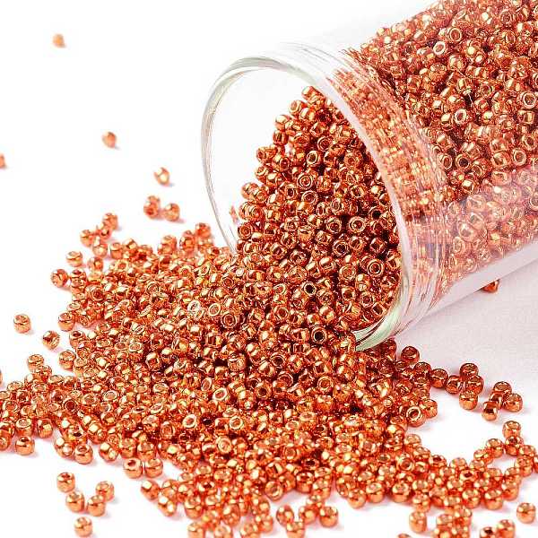 

PandaHall TOHO Round Seed Beads, Japanese Seed Beads, (PF562) Permafinish Opaque Galvanized Saffron, 15/0, 1.5mm, Hole: 0.6mm, about..., Orange