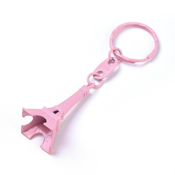 

PandaHall Alloy Keychain, with Iron Ring, Eiffel Tower, Pearl Pink, 98mm Alloy Others Pink