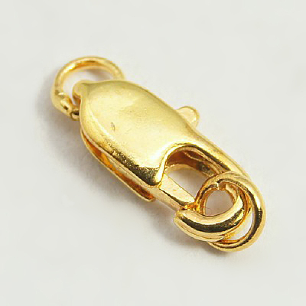 

PandaHall Brass Lobster Claw Clasps, with Soldered Jump Rings, Golden, Clasps: 10.5x5mm, Soldered Jump Rings: 4x0.7~0.8mm, Inner Diameter...