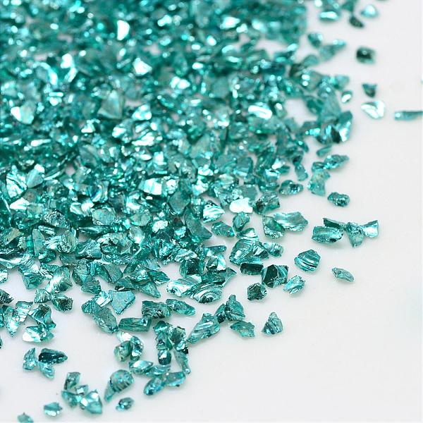 

PandaHall Piezo Glass Beads, No Hole Beads, Chip, Dark Turquoise, 1.5~2x1.5~2mm, about 440~450g/bag Glass Chip Cyan