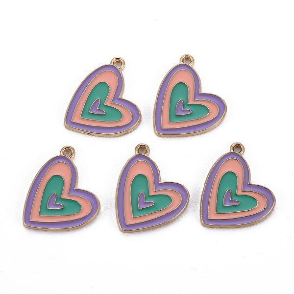 

PandaHall Alloy Enamel Pendants, Cadmium Free & Nickel Free & Lead Free, Heart, Light Gold, Colorful, 20x20x1.5mm, Hole: 1.5mm Alloy+Enamel...