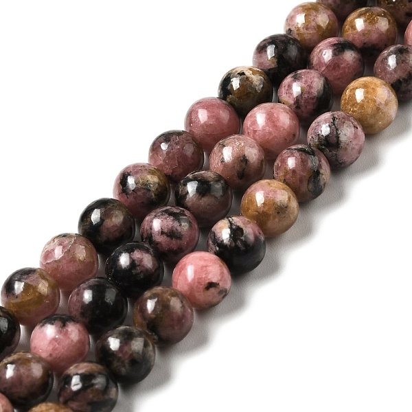 

PandaHall Natural Rhodonite Round Beads Strand, 6~6.5mm, Hole: 0.6mm, about 61pcs/strand, 15.16''(38.5cm) Rhodonite Round