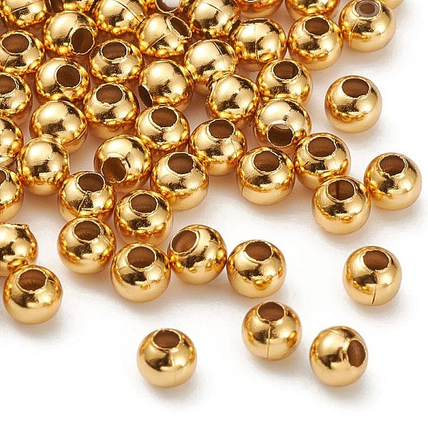 

PandaHall 304 Stainless Steel Beads, Round, Real 24K Gold Plated, 4x3.5~4mm, Hole: 1.5mm 304 Stainless Steel Round